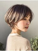 大人可愛い夏カラーショート/ブリーチなしカラー似合わせ