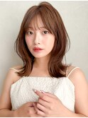 薄めバングダークパープルワンカールデジタルパーマ夏愛され
