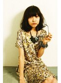 黒髪ゆるめボブラフに動く毛先がおすすめです。