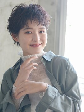 エムクランメイクス 原宿 表参道(m.clan MAKE'S) 大人かわいい前髪 ココアブラウン セシルカット 毛先パーマ 黒髪