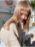 Lien☆透明感ハイトーンピンクベージュ×ケアブリーチ 立川
