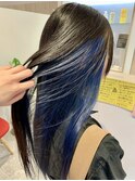 インナーカラー、ネイビーブルー,髪質改善カラー【草加】