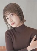 オリーブベージュ/髪質改善/ダブルカラー/ケアブリーチ/小顔ボブ