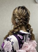 浴衣ツインテールヘアセット