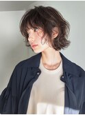 ショートボブ/ボブパーマ/眉上バング/ウェーブボブ/シースルー