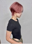 20代30代夏◎ピンクカラーブリーチショート×小顔レイヤー