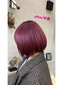 ワインレッドツヤボブ