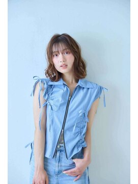 ミューク ハッピーヘアライフ 寺田町北口店(mieuxque happyhairlife) くびれヘアハイライトカラーミルクティーグレージュセミロング