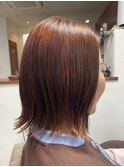 ぱつっとボブ×オレンジブラウン