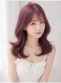 くびれセミロングワンホンヘアアッシュグレー顔まわりレイヤー◎