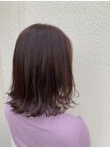 不動の切りっぱなしボブ×ピンクベージュ