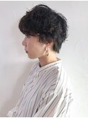 ショートパーマ_ハイライトカラーオリーブカラー_ba247261