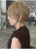 大人ラフウェーブ20代30代40代ボブブラウンスウィングショート