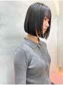 切りっぱなしボブ×柔らか地毛風縮毛矯正
