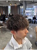 ショートフェードニュアンスパーマツーブロックメンズパーマ