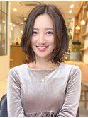 ナチュラルボブ前髪ありイメチェン20代30代40代50代ショートボブ