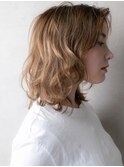 ハイトーンカラーゆるふわミディアムウルフカットX大宮10代20代