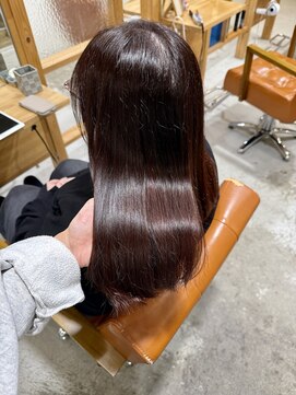 黒髪/小顔/ココアベージュ/つるりんちょ。ZERO髪質改善カラー