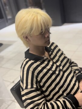 アウル 心斎橋(owl) シースルーマッシュ/ホワイトブロンド/ダブルカラー/メンズ