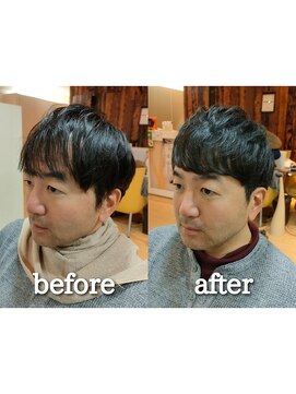 カズ 中津店(KAZU) ポイントパーマでふんわり感と前髪割れ改善 【茨木市】