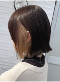 大人可愛い大人美人小顔立体カットインナーカラー透け感