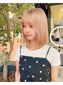 ミディアムボブ+ミルクティーベージュ♪