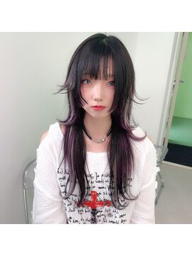 キバ(kva) ▽□□▽ロングウルフ×デザインカラー×エクステ