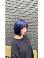 しゅぷうる 瑞江 駅切りっぱなしボブ×ネイビーブルー　瑞江駅