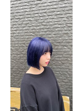 しゅぷうる 瑞江 駅切りっぱなしボブ×ネイビーブルー 瑞江駅