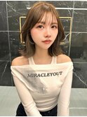 韓国ヘアグレージュカラーブリーチ無し髪質改善イヤリングカラー