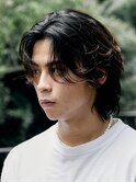 福岡天神緩めメンズニュアンスパーマセンターパートウルフカット
