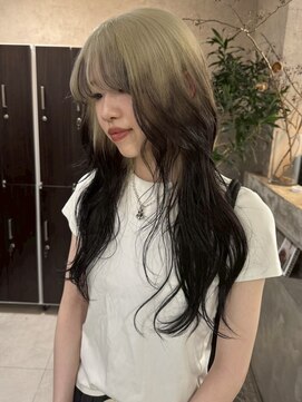 ネハス(nehus.) くびれヘア/アプリコットオレンジ/ハイライトカラー/ブリーチ