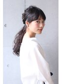 ラフパーマで簡単ポニーテール