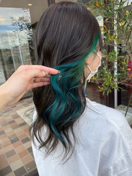 アース コアフュールボーテ 川中島店(EARTH coiffure beaute) ターコイズグリーンフェイスフレーミング韓国