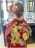 【卒業式ヘアメイク】　振袖、袴☆金箔ヘアアレンジ