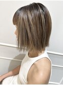 (銀座) ハイライト 切りっぱなしボブ ハイトーン