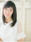 mod's姪浜/前下がりレイヤーカット黒髪艶感エアストレートi