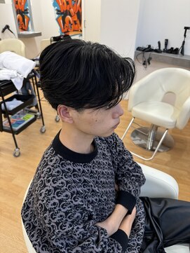 ビカム 名駅(become) 【フェザーパーマ】毛流れニュアンスセンターパートツーブロック