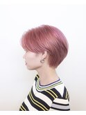 ハンサムショート/ピンク/ボブ/ダブルカラー/ブリーチ/豊橋/田原