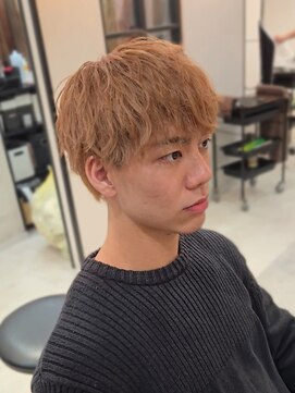 ラピス 名古屋駅前店(Lapis) ウルフマッシュ/メンズブリーチカラー/ミルクティー