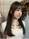ロング顔まわりレイヤー透明感暗カラー西葛西