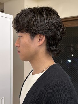 ピコット(P cott) ルーズパーマナチュラルセンターパートシャドウパーマメンズヘア