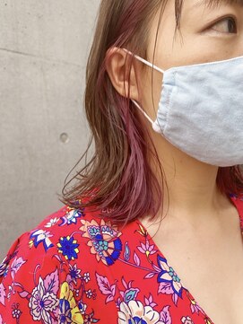 コフィー バイ メルト 吉祥寺(cofy by melt) 【三ツ井純】外ハネ インナーカラー くすみピンク ケアブリーチ