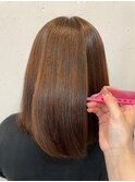大人可愛いオレンジブラウンストレート髪質改善