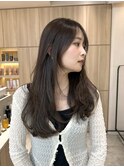 レイヤーカット グレージュカラー ハイライトカラー 前髪