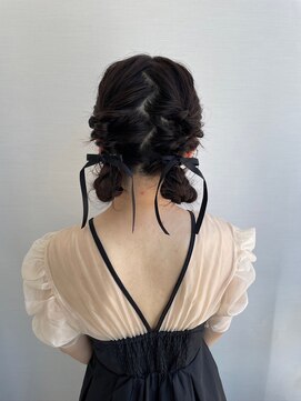 ガリカ 博多(Gallica) 【長まなみ】褒められ♪編み込みツインテールリボンアレンジ♪