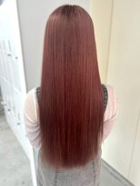 ロイオブジゼル(roi of GiseL)&nbsp;ロング　ストレートヘア　ブリーチなしカラー　チェリーレッド