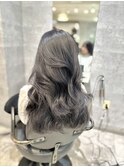 ブリーチありネイビーグレー　レイヤーカット　韓国ヘア