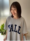 切りっぱなし×オリーブベージュ♪/ミディアム/顔周りレイヤー