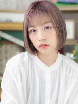 カバーヘア ブリス 戸田公園西口店(COVER HAIR bliss) 小顔ミルクティーピンク切りっぱなしボブディA1戸田公園20代30代